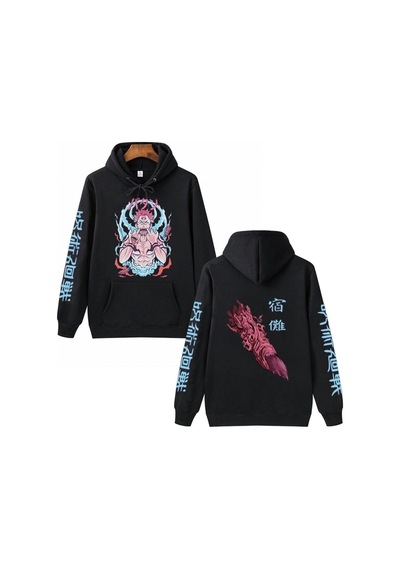 Startmore Jujutsu Kaisen Ryomen Sukuna Kapşonlu Hoodie 14589 Siyah Siyah