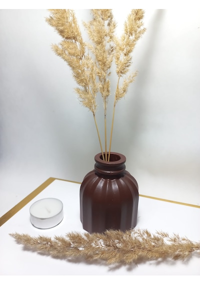 İnce Çizgili Vazo - Modern & Minimal Dekoratif Obje, Salon Ve Ofis Çiçeklik, Antiquity Gold Gold