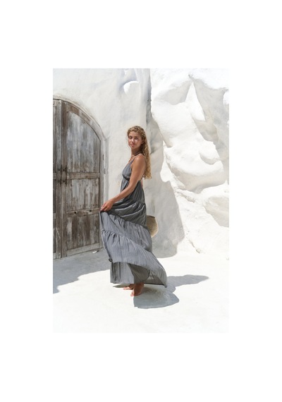 Mai Collection Mai Studios Co. Siena Antrasit Askılı Uzun Elbise Antrasit