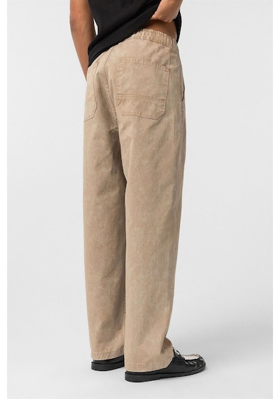 Vamos Yıkamalı Baggy Gabardin Pantolon Taba