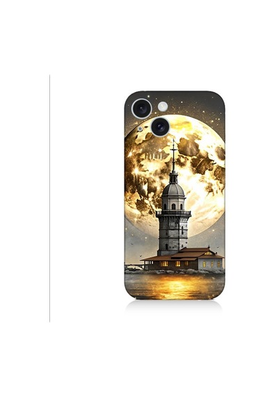 Apple Uyumlu iPhone 15 Plus Kız Kulesi Desenli Silikon Kılıf Silikon