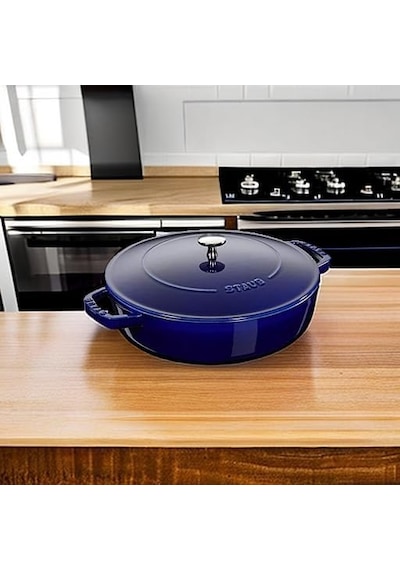 Staub Braisers Chistera Yağmur Efektli Kapaklı Döküm Tencere, Mavi Diğer
