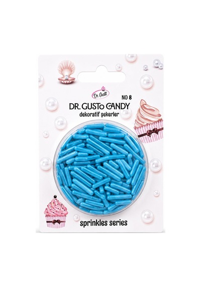 Dr. Gusto Mavi Çubuk Spagetti Şekilli Pasta Süsleme Şekeri