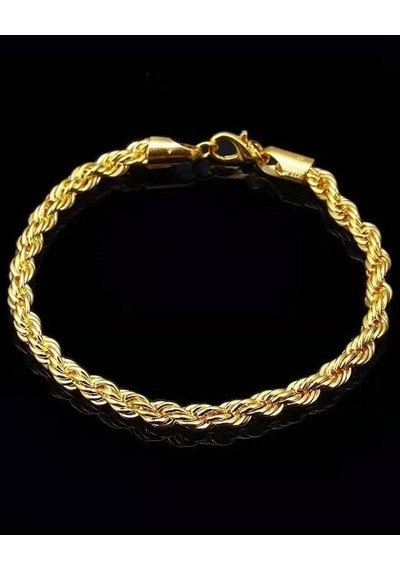 Kalın Sarı Halat Burgulu Erkek Çelik Bileklik 4 Mm Eck28B Beyaz
