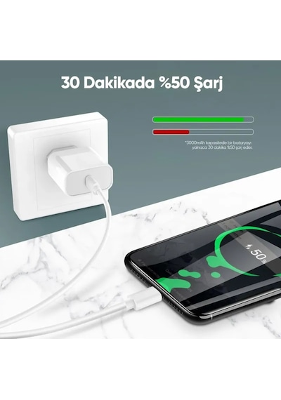 Woyax by Deji Samsung Uyumlu Galaxy A3 A5 A7 (2017)-A8 A8 Plus A9(2018)-A20 A30 A40 A50 A50S Hızlı Şarj Aleti Type-C