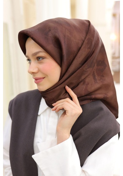 Silk Home Desenli Shiny Eşarp - 8647 - Çikolata Çikolata