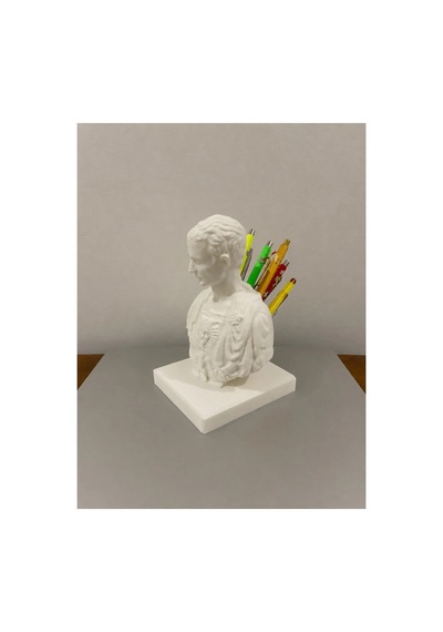 Sezar Heykel Büst Kalemlik Roma Büstü Tasarımlı Masaüstü Organizer 3d Baskı Dekoratif Kalem Tutucu