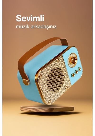 Nostaljik Bluetooth Hoparlör Bluetooth 5.2 Usb & Tf Kart Destekli Led Taşınabilir Speaker