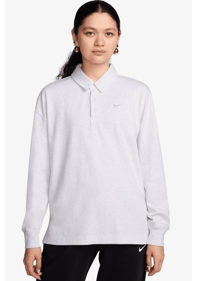Nike Essential Oversized Ls Polo Women's Sweatshirt Kadın Oversize Polo Yaka Sweatshirt Kırık Beyaz Kırık Beyaz
