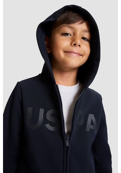 U.S. Polo Assn. Erkek Çocuk Lacivert Kapüşonlu Fermuarlı Sweatshirt 50329899-vr033