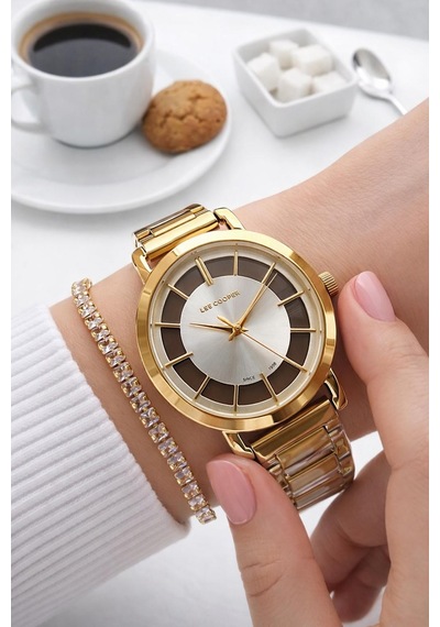 Lee Cooper Çelik Kordon 2 Yıl Garantili 3 Atm Suya Dayanıklı Kadın Kol Saati+bileklik F.g8037.m130 Sarı
