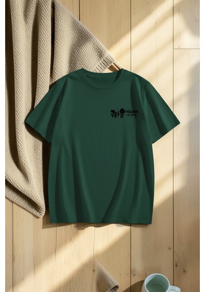 Uyguntarz Unisex Psychos In Love Baskılı Tasarım Oversize Tişört Yeşil