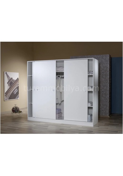 Minel Sürgülü Gardrop Suntalam/mdf Suntalam Siyah
