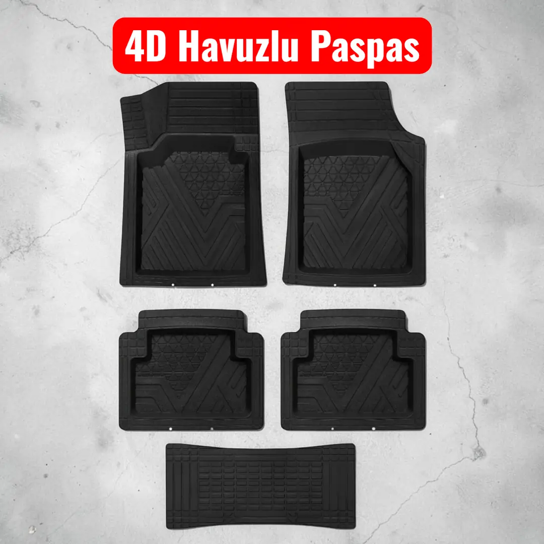 Havuzlu Paspas 4d Siyah 5 Parça Universal Tüm Araçlar İçin Uyumlu Oto Paspas Araç Paspası