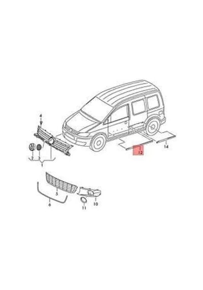 Volkswagen Caddy 1996-2010 Ön Kapı Bandı Sol Pleksan Adet Oem No:2k0853515e9b9