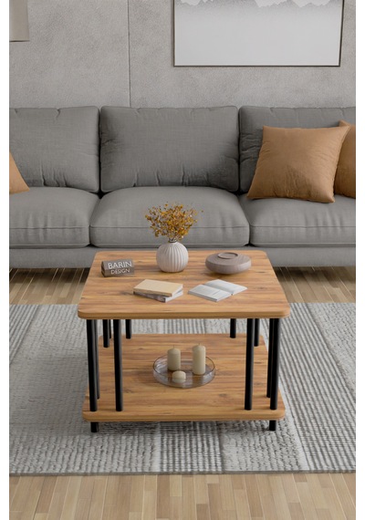 Modern Kare Orta Sehpa Çift Katlı Siyah Metal Ayaklı Salon, Ofis, Dekoratif Masa Atlantik Çam Modern Kare Orta Sehpa Çift Katlı Siyah Metal Ayaklı Salon, Ofis, Dekoratif Masa Atlantik Çam