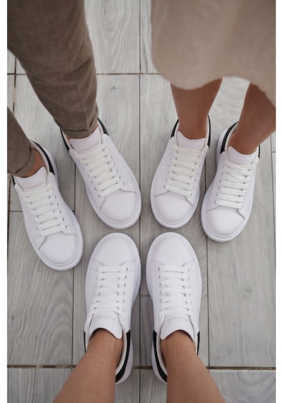 Liaquenn - Rahat Ve Hafif Yüksek Tabanlı Yürüyüş Günlük Spor Giy Çık Unisex Beyaz-siyah Sneaker ... Beyaz Siyah