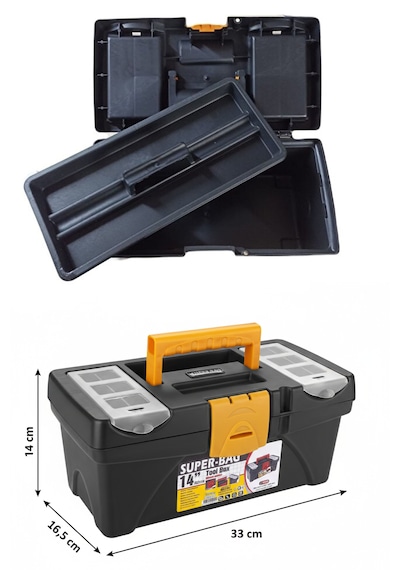 Takım Çantası Alet Kutusu Kapaklı Mini Bölmeli Organizer Dayanıklı Plastik Malzeme 14'' 14 İnç