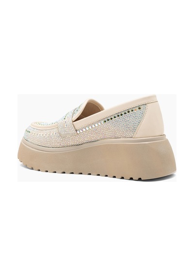 Acacia Bej Taş Detaylı Kadın Loafer Ayakkabı