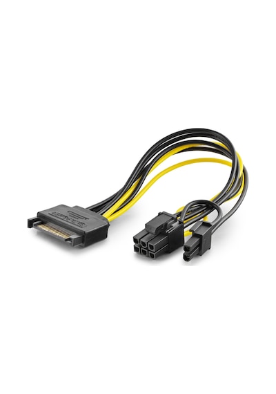 HADRON HDX5570 SATA to 6+2 Pin Ekran Kartı Power Kablosu 26 cm Siyah