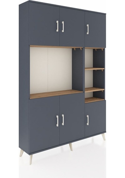 Arges Dolap 10 Raflı 6 Kapaklı 132x30x195 Antrasit-antrasit/çam Antrasit