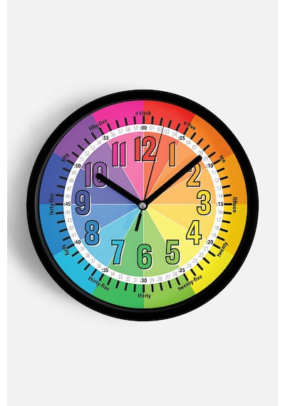 Eğitici Çocuk Odası Duvar Saati - 25cm - Önü Camlı Siyah Kasa - Sessiz Mekanizma-jh0001 Siyah