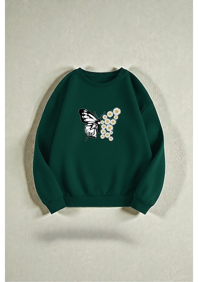 Uyguntarz Çok Renkli En Sevilen Papatya Serisi Baskılı Sweatshirt 3'lü Fırsat Paketi