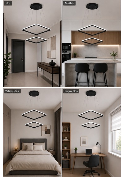 Melo 2'li Led Sarkıt Avize Beyaz Işık Siyah