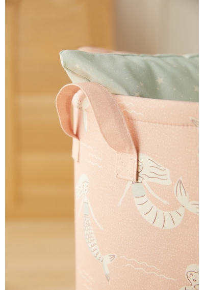 Ocean Home Textile Çocuk Odası Ağzı Büzgülü Deniz Kızı Oyuncak Sepeti 36 x 48 cm