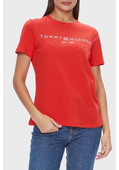 Tommy Hilfiger Bayan T Shirt Ww0ww40276 Sne Kırmızı Kirmizi