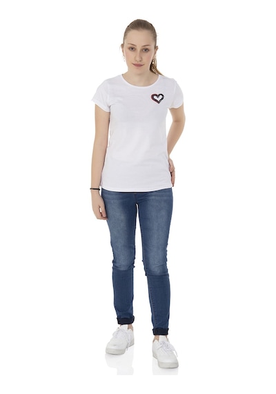 Toontoy Kids Toontoy Kız Çocuk T-shirt Kalp Nakışlı Beyaz