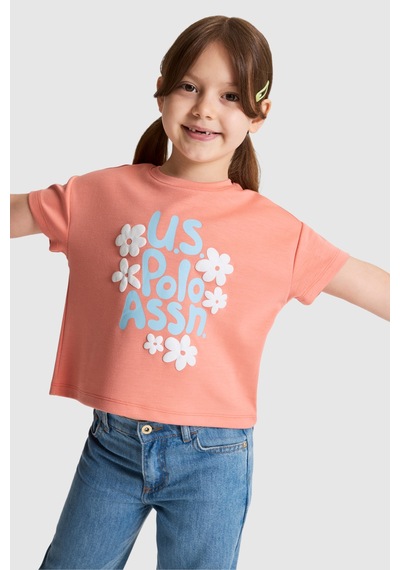 U.S. Polo Assn. Kız Çocuk Mercan Tişört 50325628-vr204 Coral