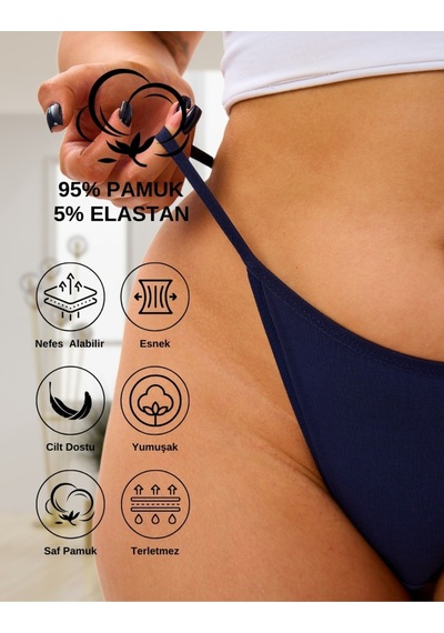Alya Underwear Kadın Ipli Tanga Külotlar - 5 Li Paket Sarı, Mor, Mint, Somon,mavi 1301p Multicolor-p24