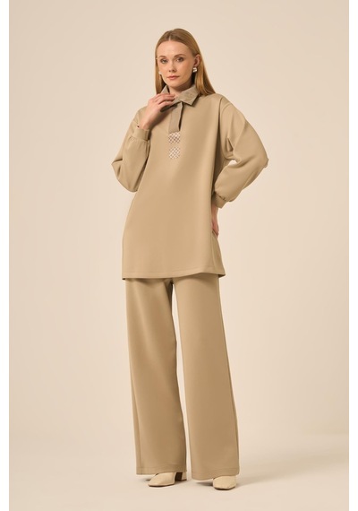 Ftz Women Kadın Scuba Spandex Takım Beige 31278 Beige