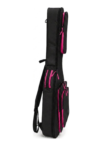 Profesyonel Gigbag Kalın Akustik Gitar Kılıfı-çantası - Siyah - Pembe 1900 Denye Lüx Kumaş - %100 Su Geçirmez