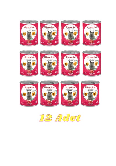 Ultravita Proteinli Kuzu Etli Konserve Yaş Kedi Maması 12 x 415 G