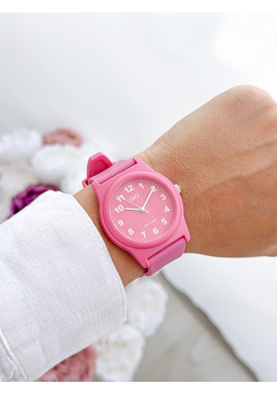 Q&q Renkli 10 Atm Su Geçirmez Unisex Kol Saati Pembe