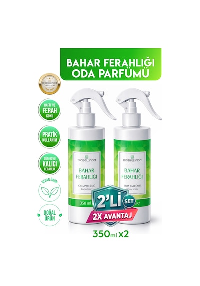 Doğal İçerikli Kötü Kokuları Hapseden Oda Parfümü Bahar Ferahlığı 350ml 2li Set Ferah