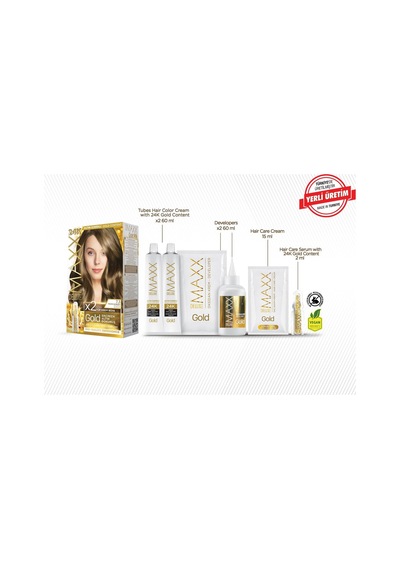 Gold Serisi 24k Altın Parçacıklı Serum İle 1 Kutu 2 X 50 Ml Ve Geliştiriciler Saç Boyası Fındık Kabuğu 7.3