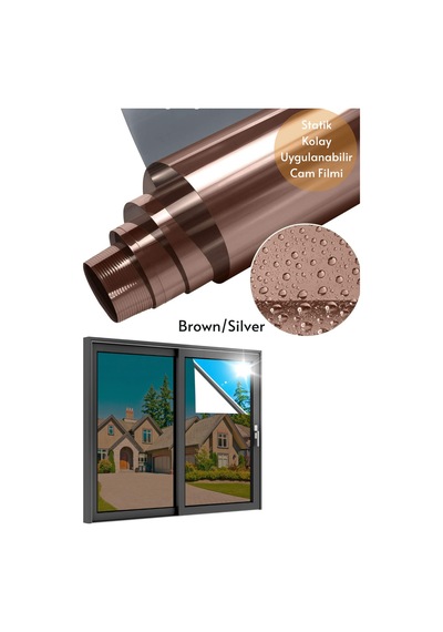 75x100 Cm Brown Silver Aynalı Cam Filmi Statik Uv Güneş Koruyucu Cam Kaplama