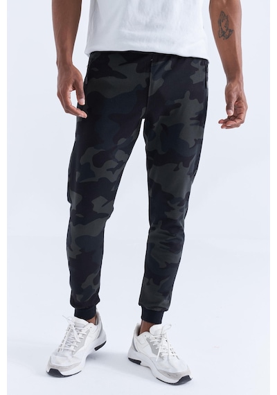 Tommy Life Siyah Gölge Kamuflaj Desenli Dar Kalıp Jogger Erkek Eşofman Alt - 84754 Siyah