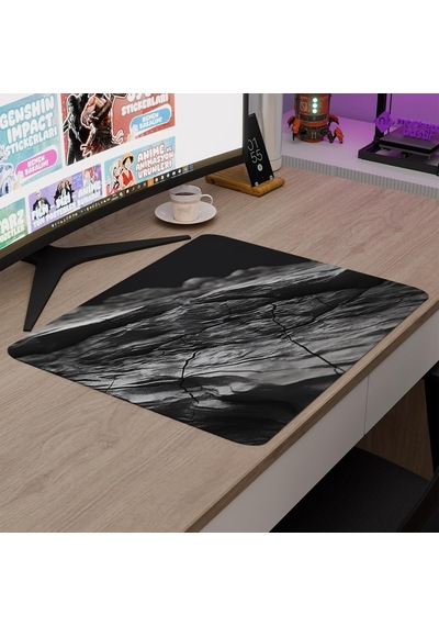 Siyah Mermer Desenli Gaming Mouse Pad Kauçuk Kaymaz Taban Mousepad V1, 48x40 Xxl