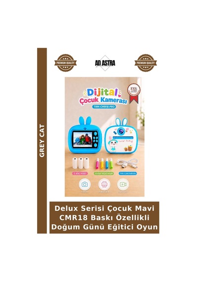 Delux Serisi Çocuk Mavi Cmr18 Baskı Özellikli Doğum Günü Eğitici Oyun