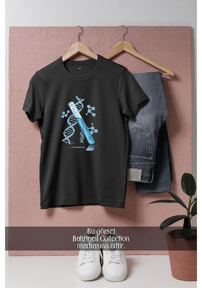 Oversize Kimya Tüpü Tasarımlı Unisex T-shirt Siyah