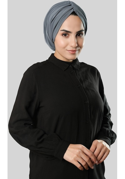Hürrem Bone Antrasit Drapeli Salaş Tesettür Bone Sandy Büzgülü 2315 25 Antrasit