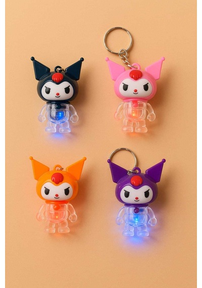 Işıklı Kuromi Anahtarlık 4 Adet Çanta Kalemlik Maskot Süs
