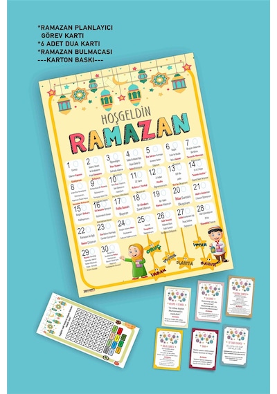 Çocuklara Özel Ramazan Etkinlik ve Dua Kartları Hoşgeldin Ramazan