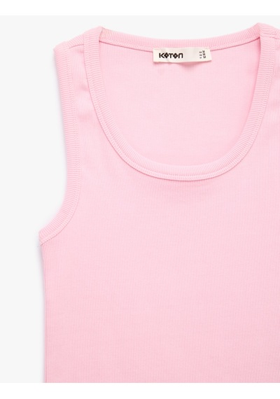 Koton Pamuklu Kaşkorse Slim Fit U Yaka Fitilli Atlet Pembe 6sak10387ek Gül