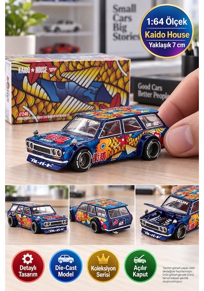 Mini Gt X Kaido House Datsun Kaıdo 510 Wagon Koi Wagon V1 Khmg248 1:64 Model Araba Yaklaşık 7 Cm