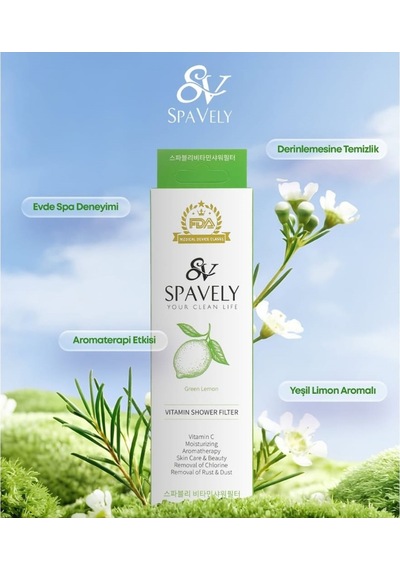 Spavely Yeşil Limon Duş Başlığı Filtresi Arıtması Güney Kore Menşei Klor Kireç Karşıtı Hoş Kokulu 150 Gr Beyaz